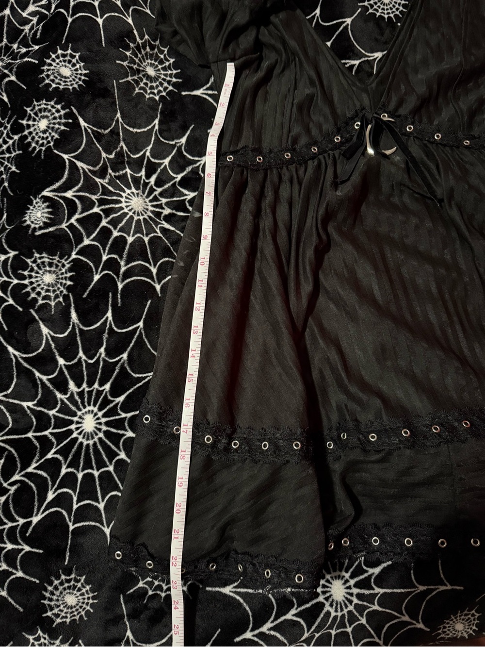 Black Mini Dress with Eyelet Details - Picture 8 of 9